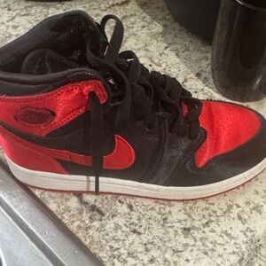 Kids Black and Red High-Top Sneakers
